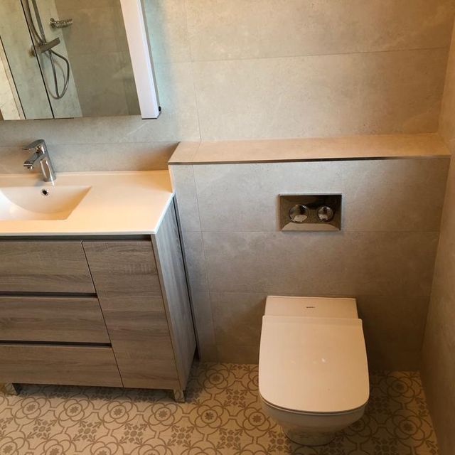 Floating Toilet in new bathroom renovation